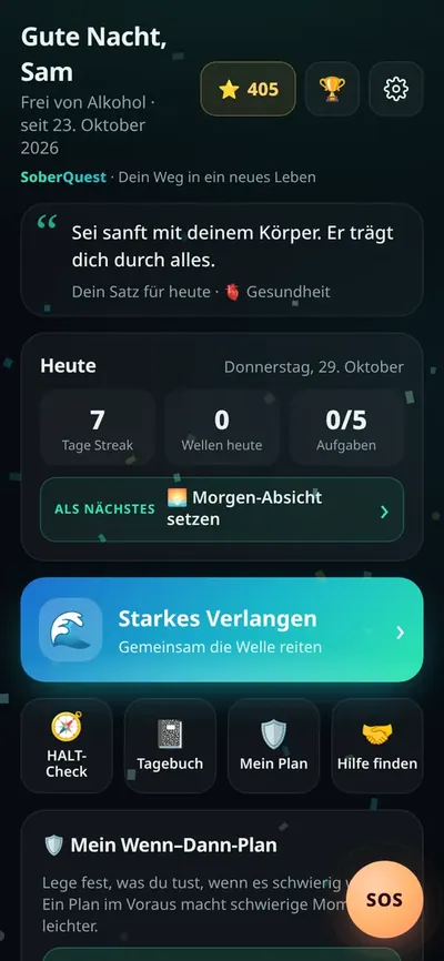 Startseite mit Serie und Aufgaben