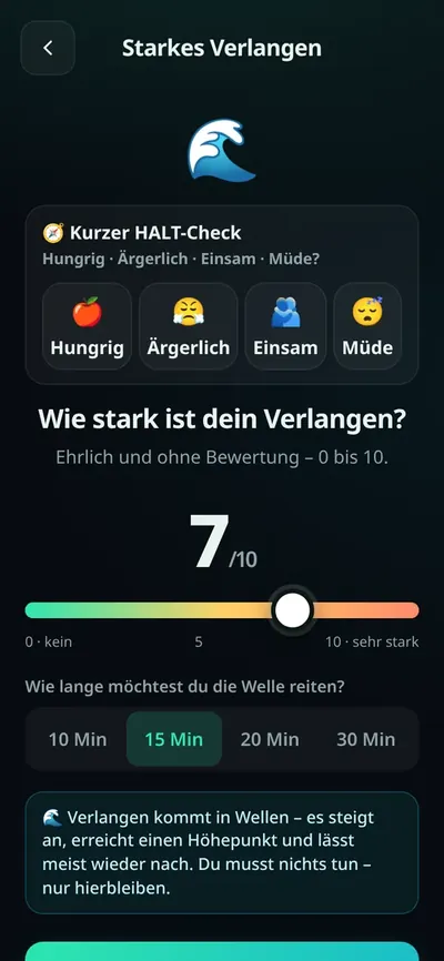 Welle-reiten-Screen mit Einschätzung und Timer